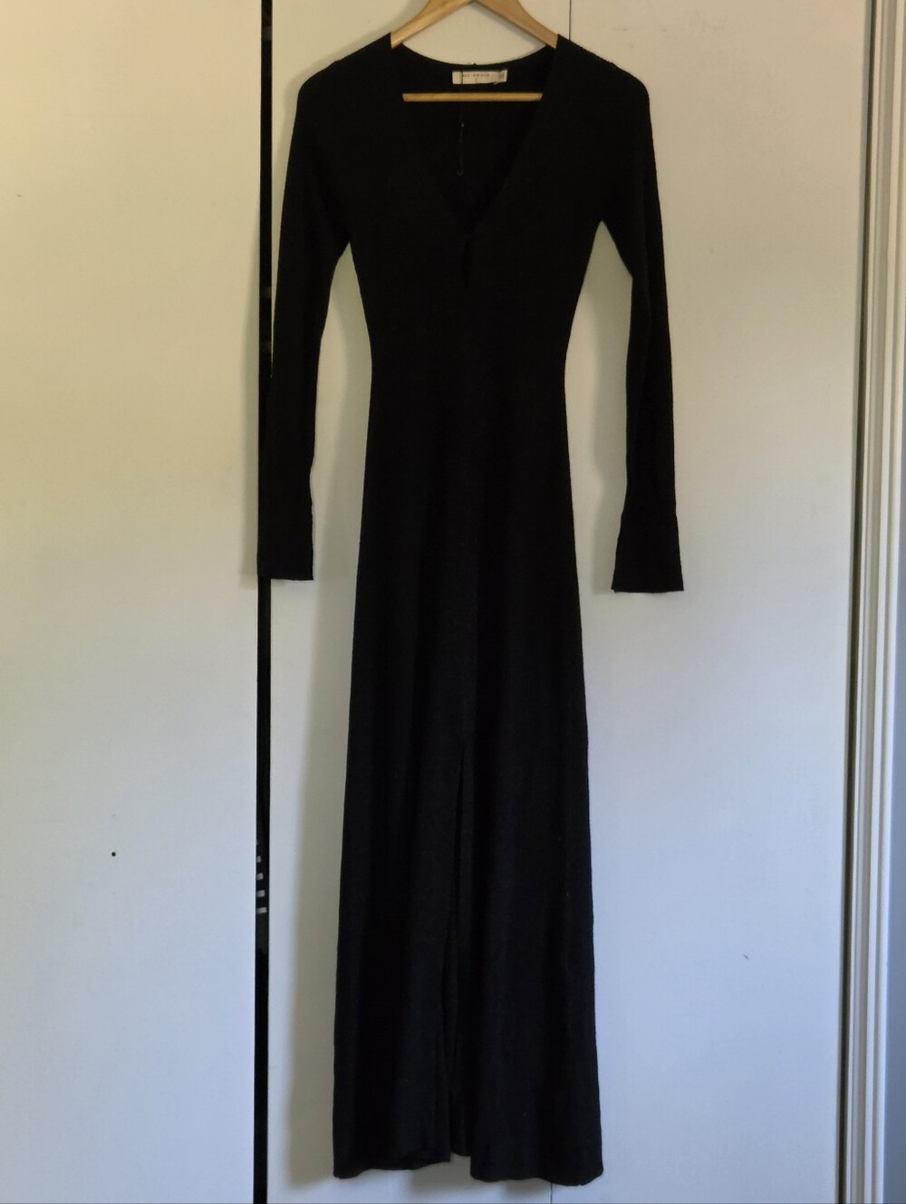 bec + bridge Black Long-Sleeve V-Neck Maxi Dress
